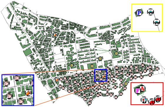 図1　密集市街地における災害時の避難シミュレーションのための小仲台モデルの構築