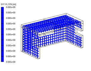 鉄筋の相当塑性ひずみコンター図（鉄筋コンクリート構造物の中央断面）