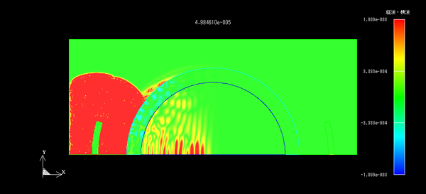 フォーカス型センサでの超音波伝搬解析：50μs