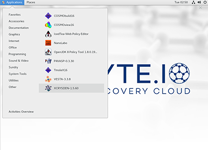 図10 Remote Desktop画面からXcrysdenを開く