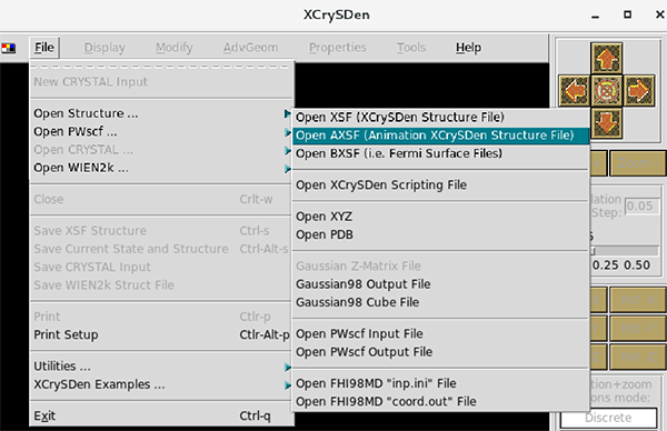 図12 XcrysdenでAXSF形式ファイルを開く