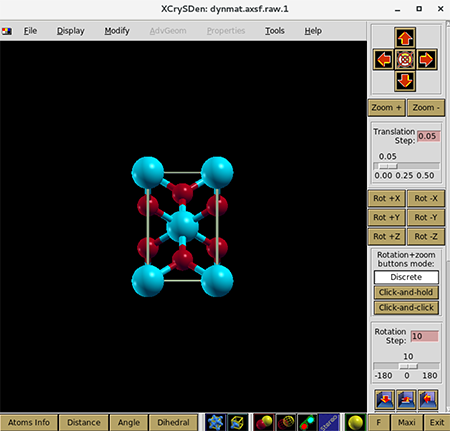 図14 dynmat.axsf読み込み後の画面(SiO2(stishovite)