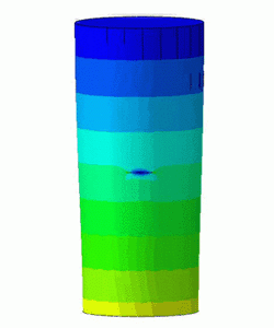 引張と捩り荷重を受ける円柱表面亀裂の亀裂進展アニメーション