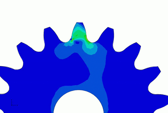 歯車における貫通疲労亀裂進展のアニメーション