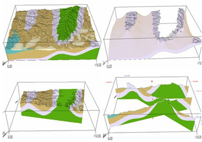 図５：地質情報の可視化の例２（Voxelモデルによる可視化例）