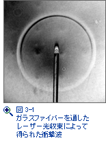 図3-1 ガラスファイバーを通したレーザー光収束によって得られた衝撃波